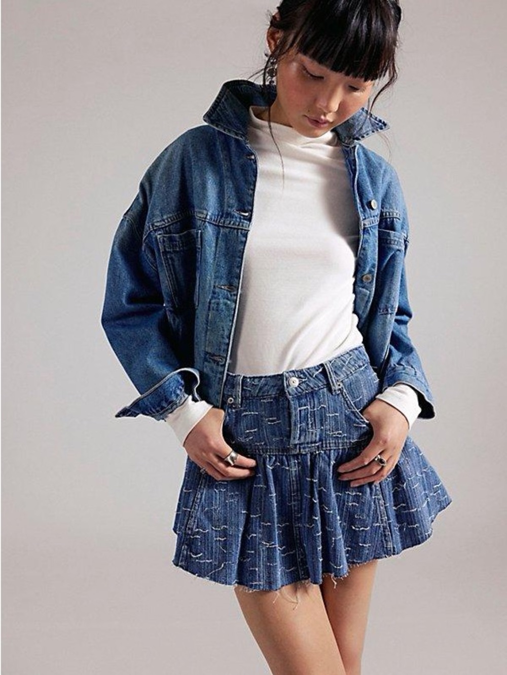 Free People Front Row Ruffle Mini Skirt
